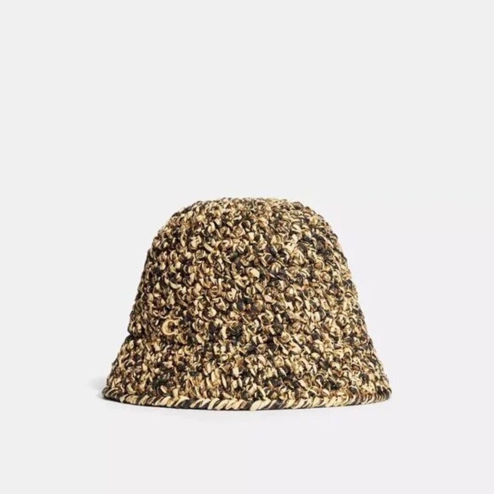COACH~Straw Crochet Bucket Hat WOMENS SIZE MED/LARGE NEW WITH TAG